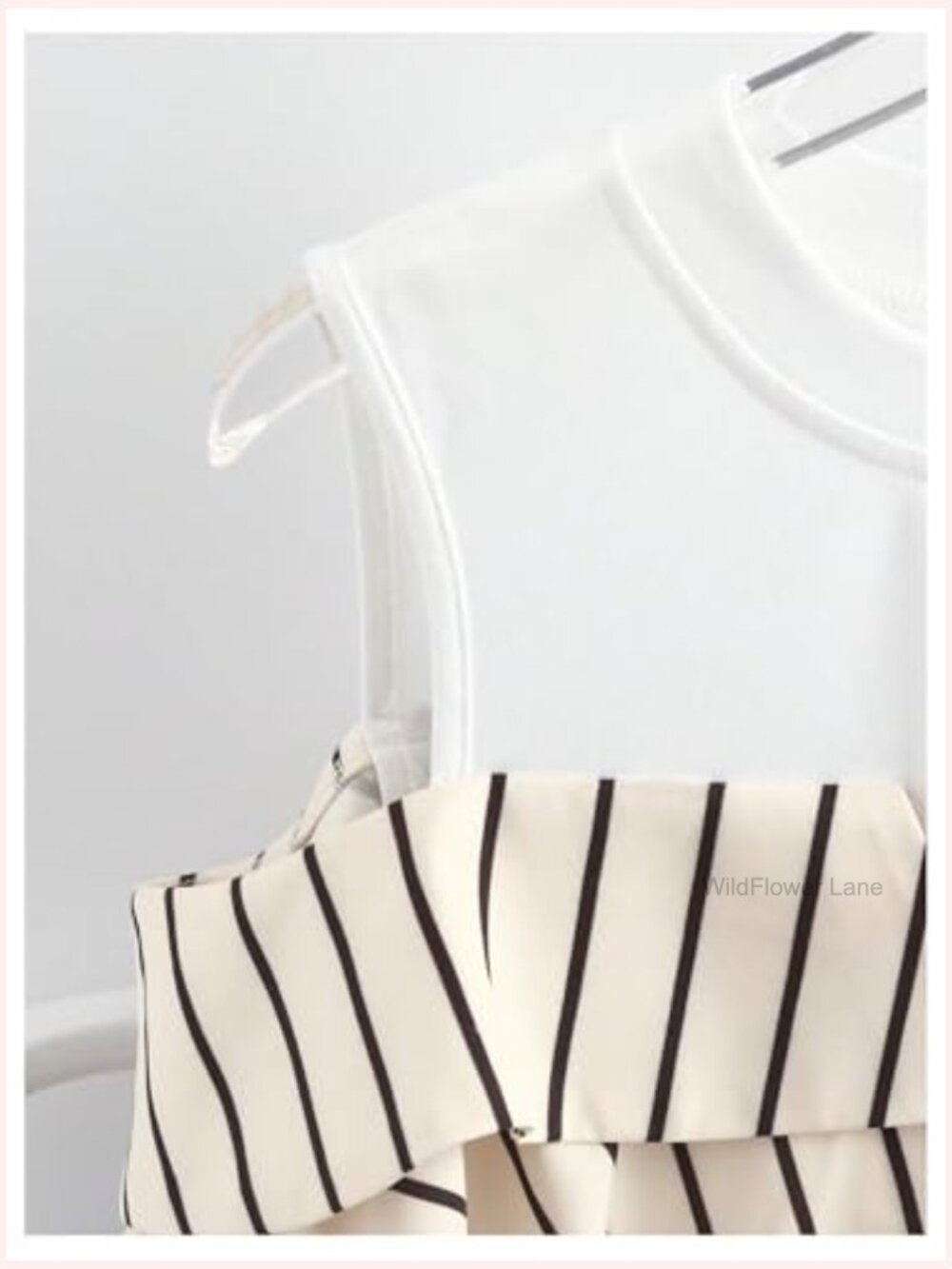 Striped Cold Shoulder Blouse 2 in 1 Half Sleeve Dressy Top - Picture 3 of 5
